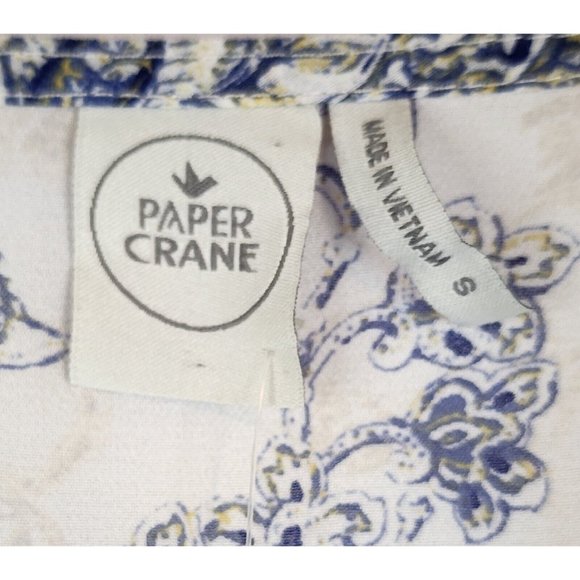 Paper Crane Dress Womens Small Blue White Open Front Midi Ruffled Cap Sleeve - Picture 3 of 16